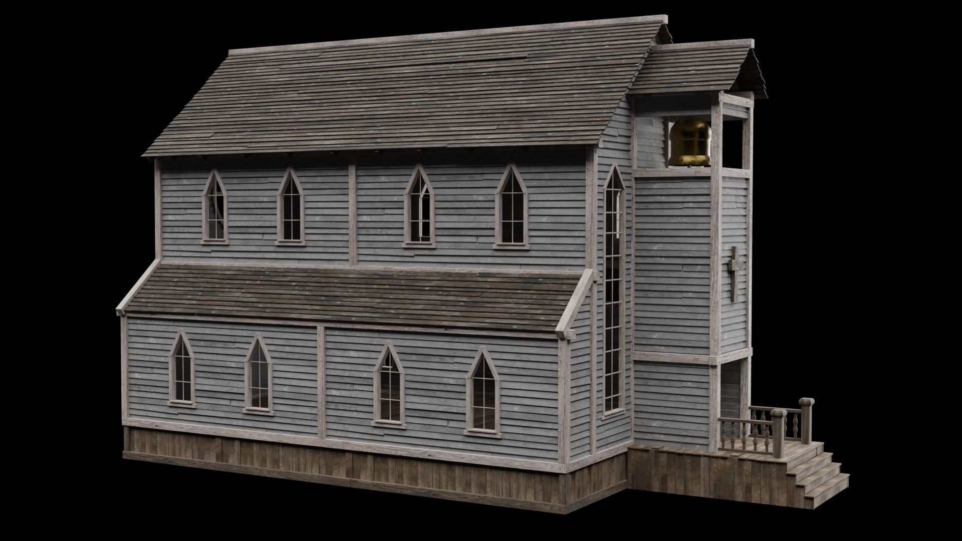 WILD WEST WESTERN CHURCH CHAPEL CATHEDRAL TEMPLE COLLECTION Low-poly 3D model_34