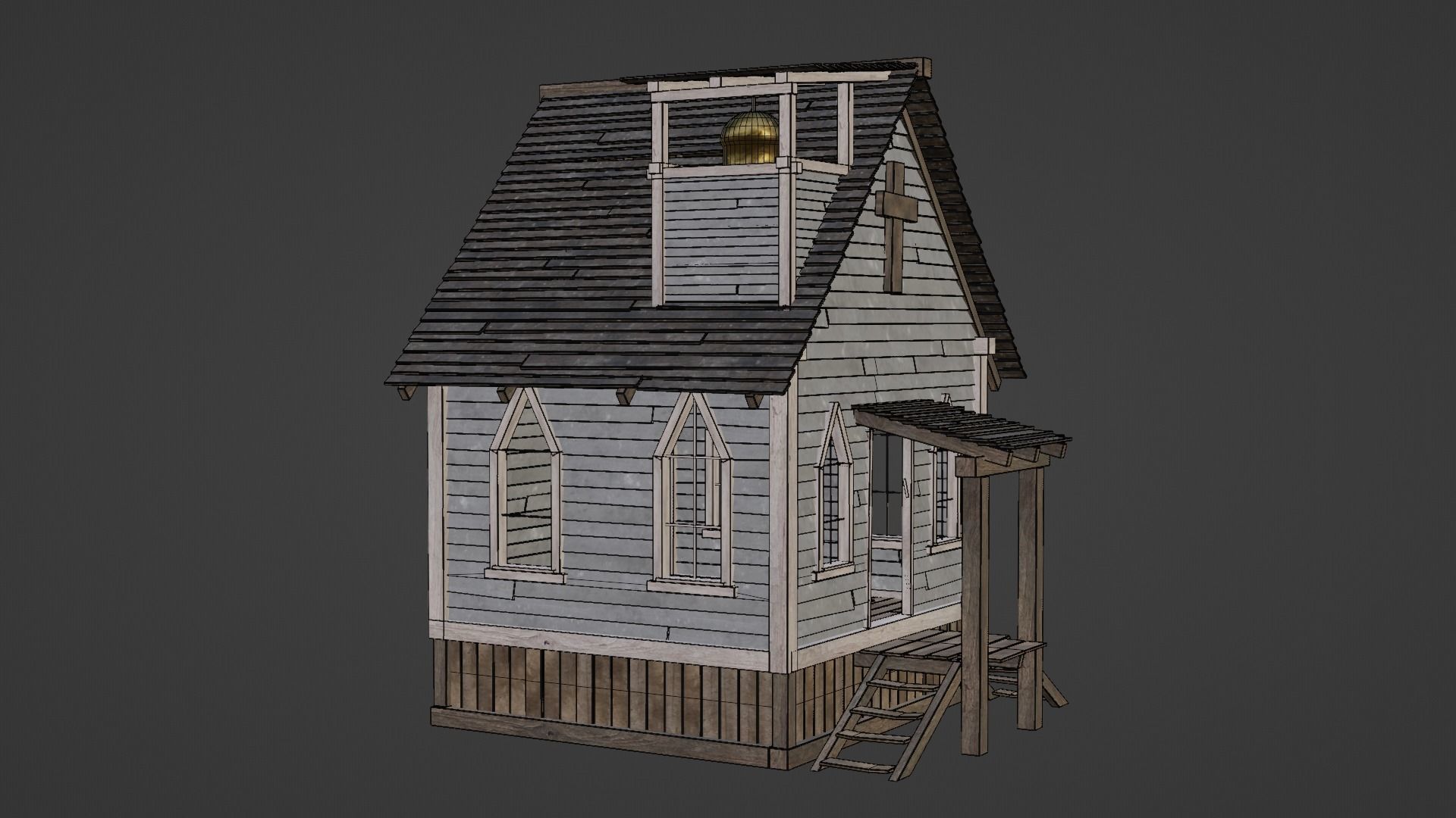 WILD WEST WESTERN CHURCH CHAPEL CATHEDRAL TEMPLE COLLECTION Low-poly 3D model_11