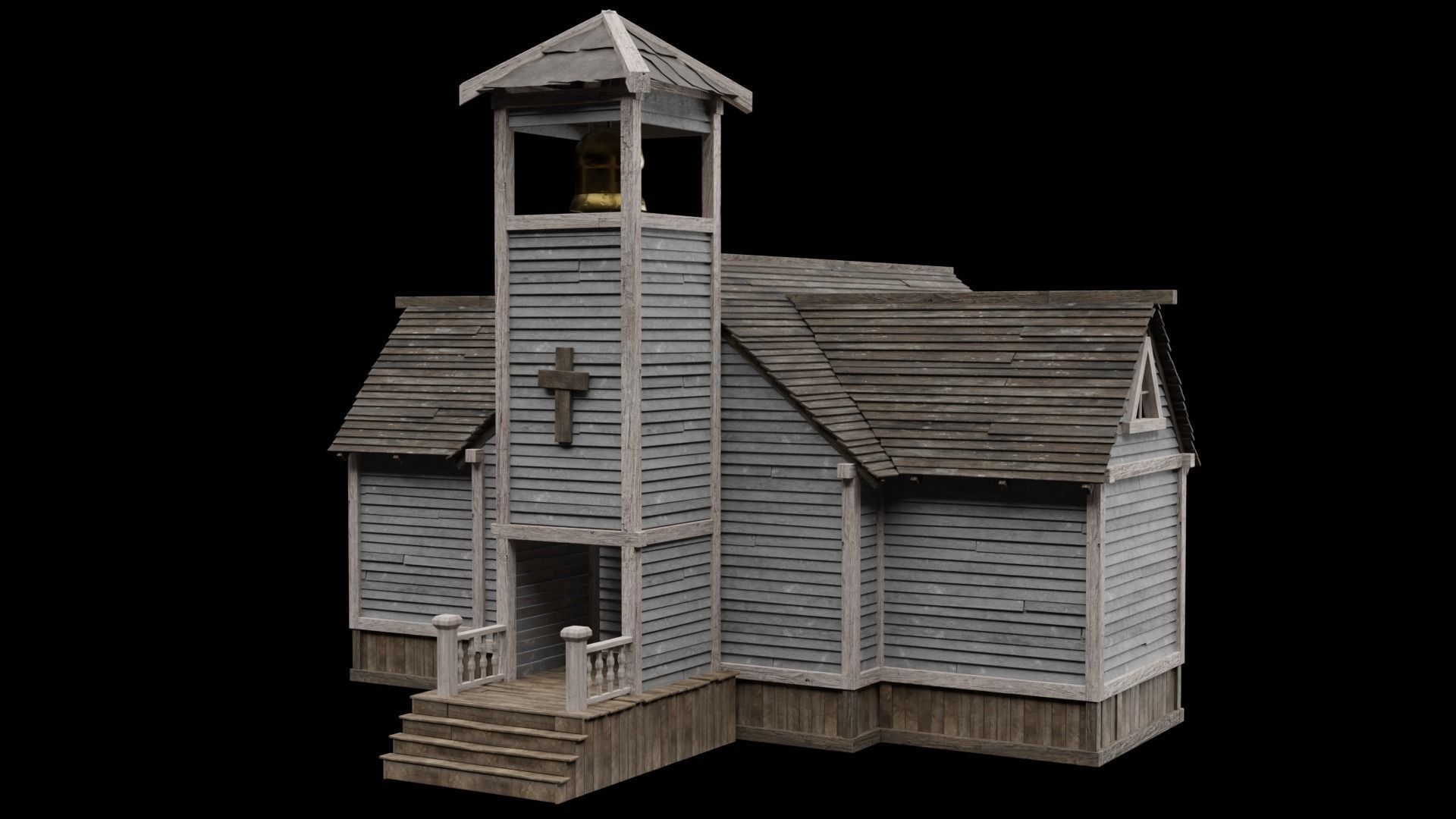 WILD WEST WESTERN CHURCH CHAPEL CATHEDRAL TEMPLE COLLECTION Low-poly 3D model_21
