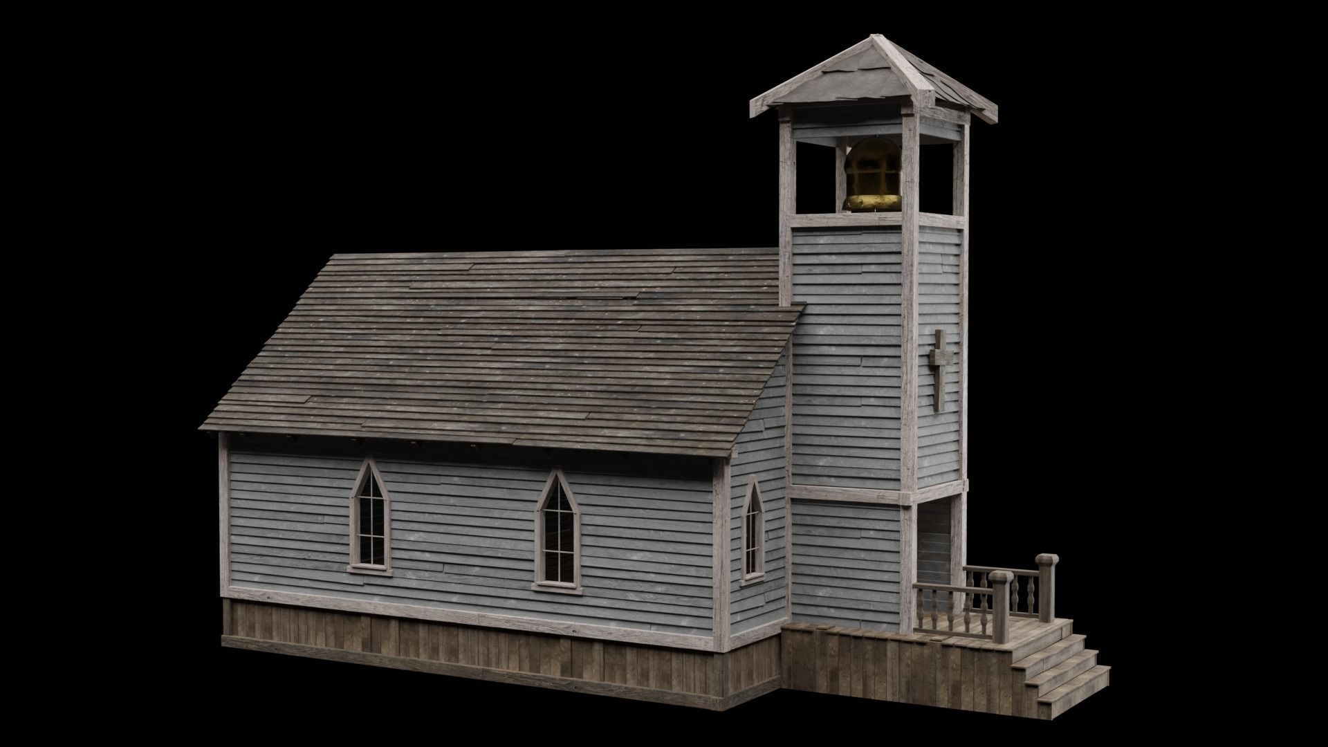 WILD WEST WESTERN CHURCH CHAPEL CATHEDRAL TEMPLE COLLECTION Low-poly 3D model_16