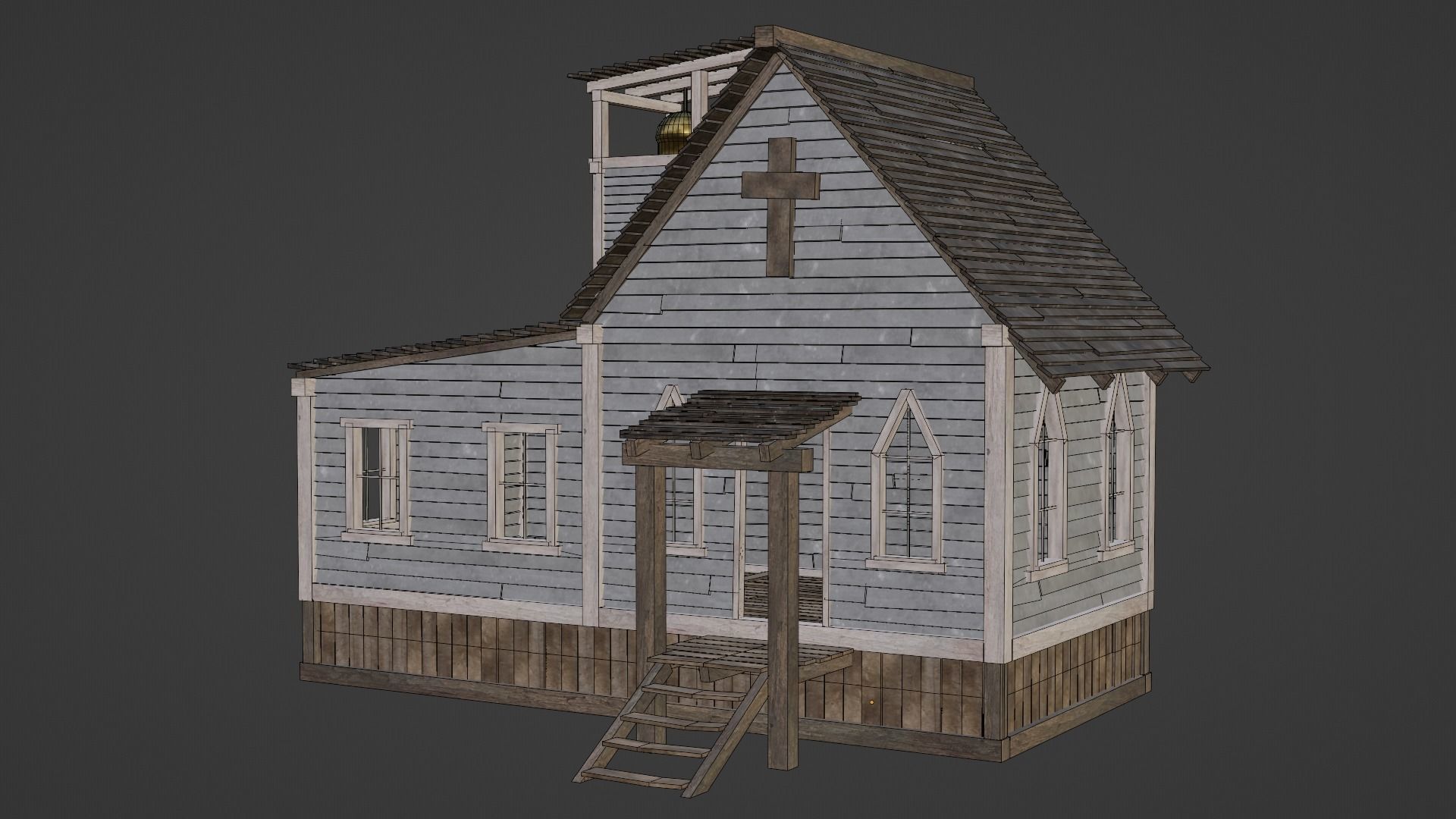 WILD WEST WESTERN CHURCH CHAPEL CATHEDRAL TEMPLE COLLECTION Low-poly 3D model_41