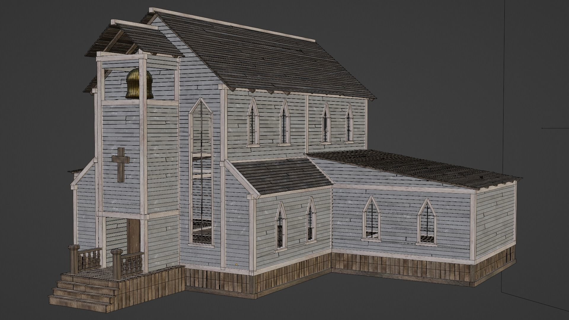 WILD WEST WESTERN CHURCH CHAPEL CATHEDRAL TEMPLE COLLECTION Low-poly 3D model_48