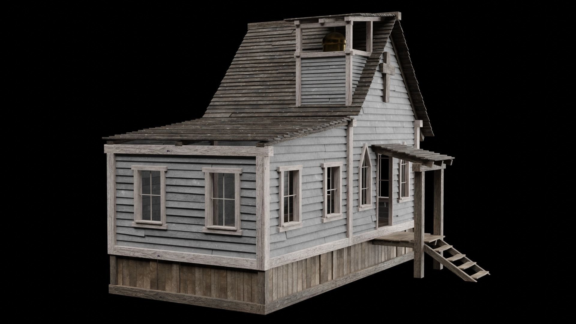 WILD WEST WESTERN CHURCH CHAPEL CATHEDRAL TEMPLE COLLECTION Low-poly 3D model_40