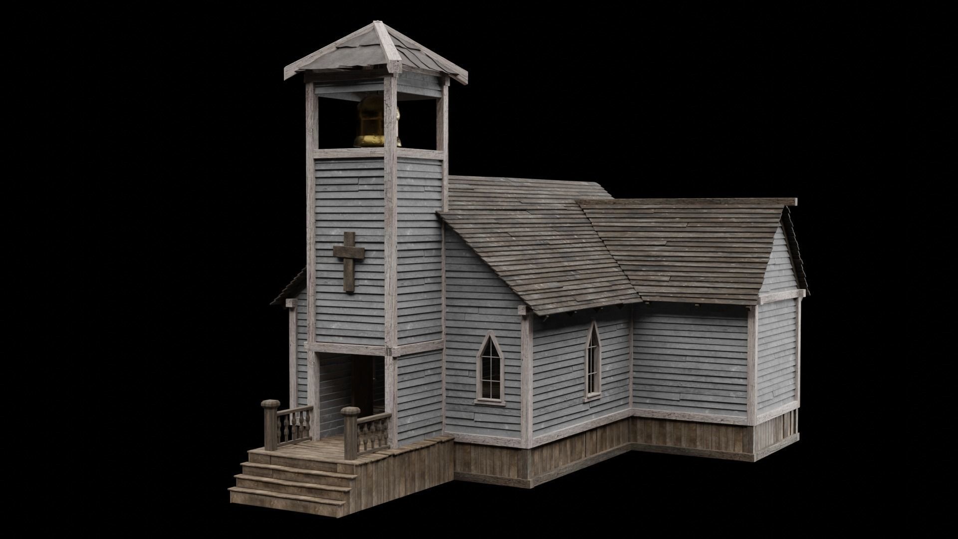WILD WEST WESTERN CHURCH CHAPEL CATHEDRAL TEMPLE COLLECTION Low-poly 3D model_13