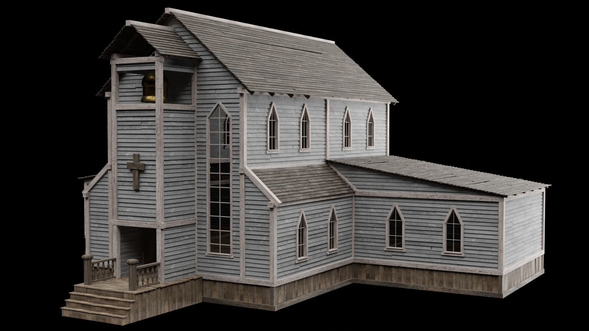 WILD WEST WESTERN CHURCH CHAPEL CATHEDRAL TEMPLE COLLECTION Low-poly 3D model_43