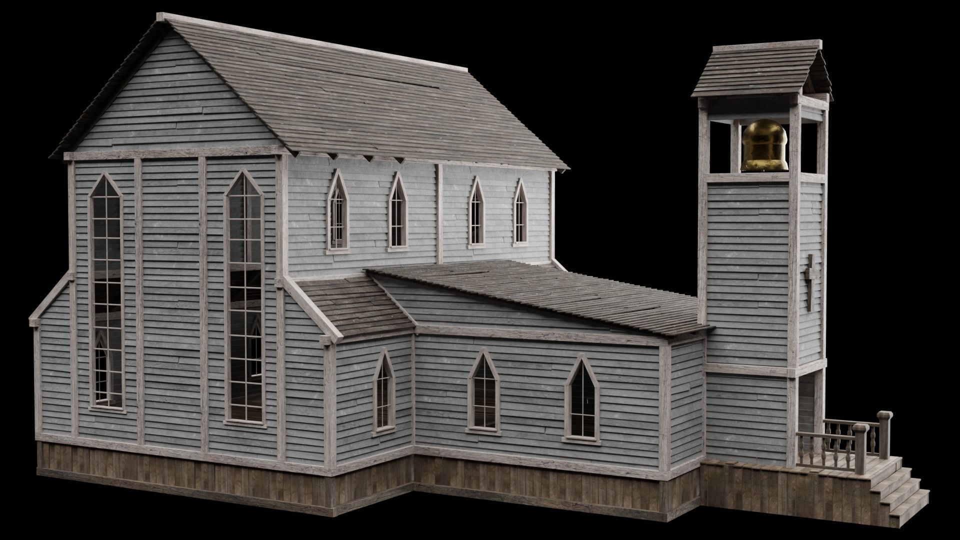 WILD WEST WESTERN CHURCH CHAPEL CATHEDRAL TEMPLE COLLECTION Low-poly 3D model_52