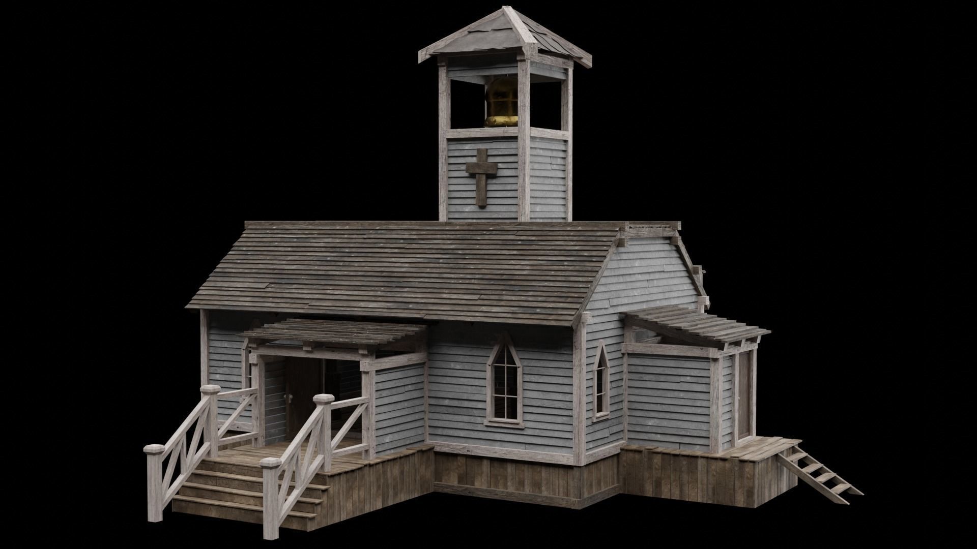 WILD WEST WESTERN CHURCH CHAPEL CATHEDRAL TEMPLE COLLECTION Low-poly 3D model_25
