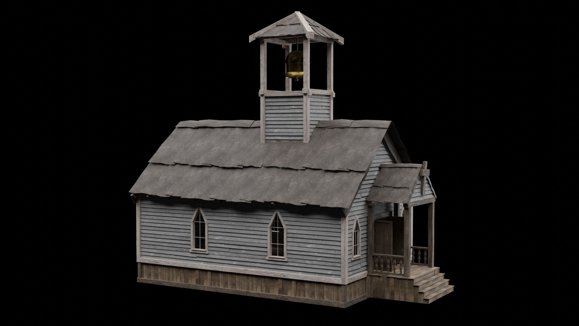 WILD WEST WESTERN CHURCH CHAPEL CATHEDRAL TEMPLE COLLECTION Low-poly 3D model_4