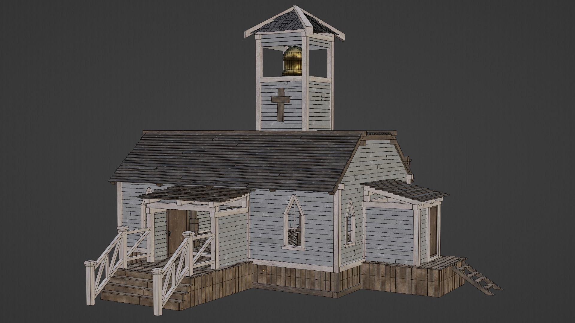 WILD WEST WESTERN CHURCH CHAPEL CATHEDRAL TEMPLE COLLECTION Low-poly 3D model_29