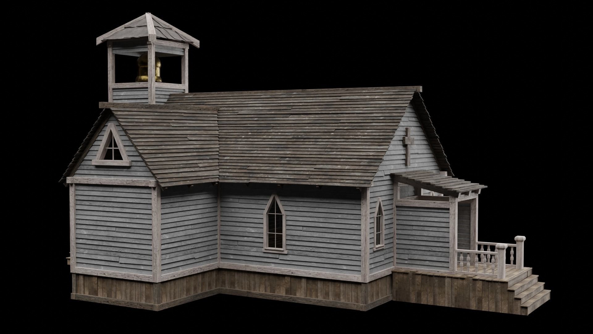 WILD WEST WESTERN CHURCH CHAPEL CATHEDRAL TEMPLE COLLECTION Low-poly 3D model_22