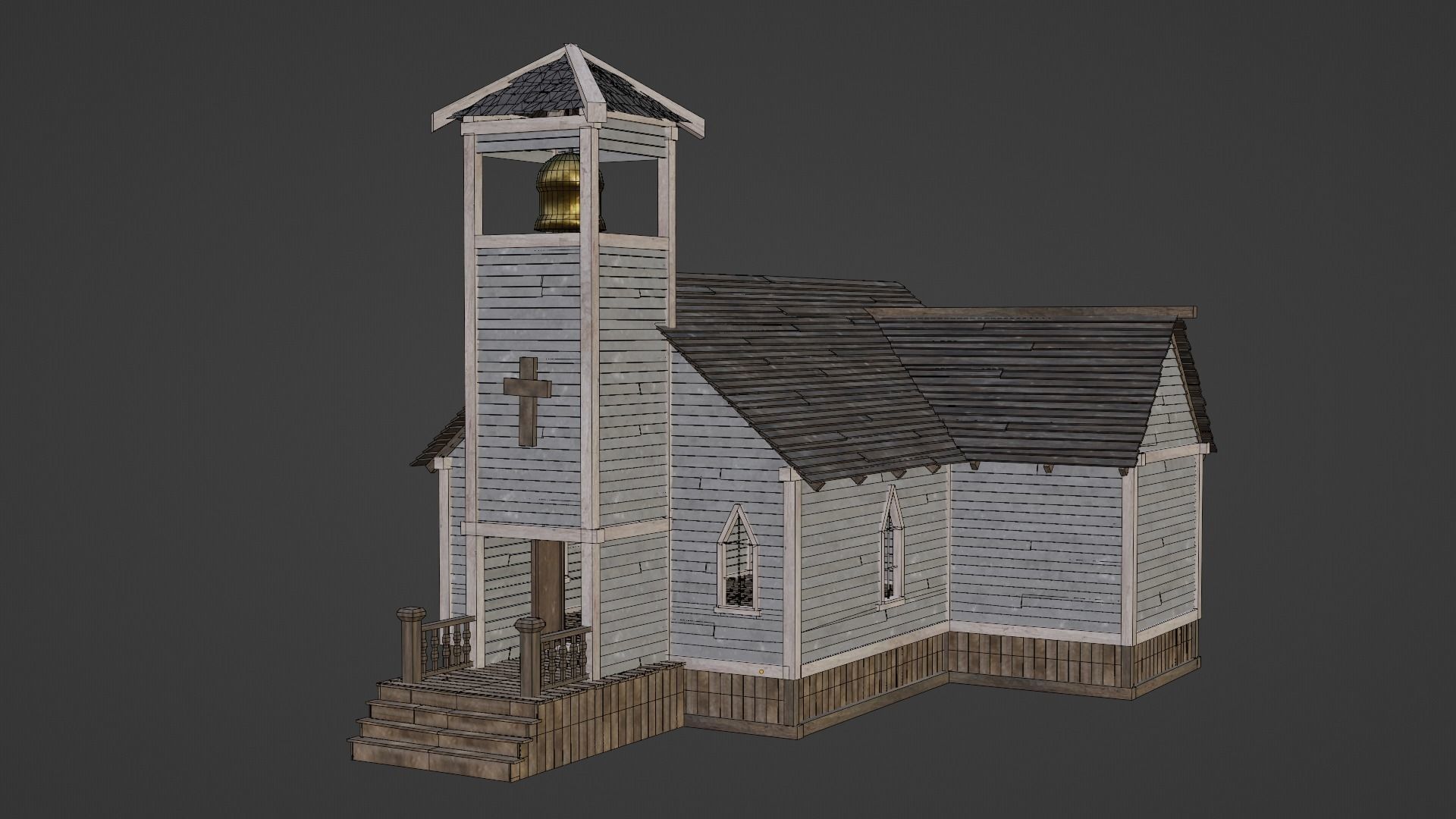 WILD WEST WESTERN CHURCH CHAPEL CATHEDRAL TEMPLE COLLECTION Low-poly 3D model_17