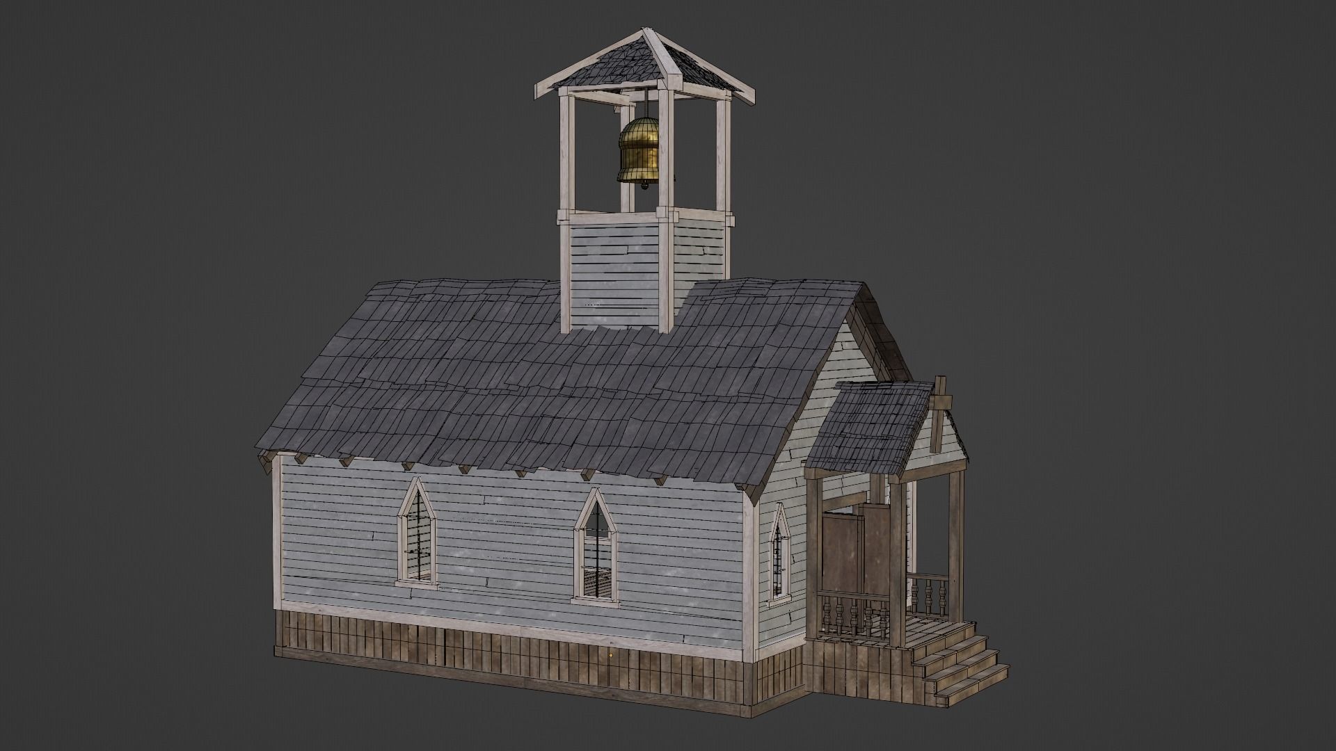 WILD WEST WESTERN CHURCH CHAPEL CATHEDRAL TEMPLE COLLECTION Low-poly 3D model_6