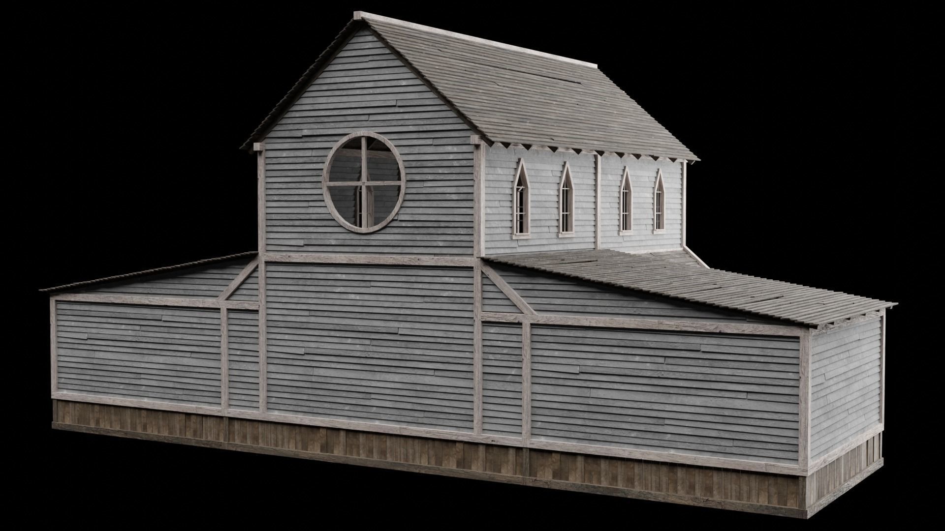 WILD WEST WESTERN CHURCH CHAPEL CATHEDRAL TEMPLE COLLECTION Low-poly 3D model_45