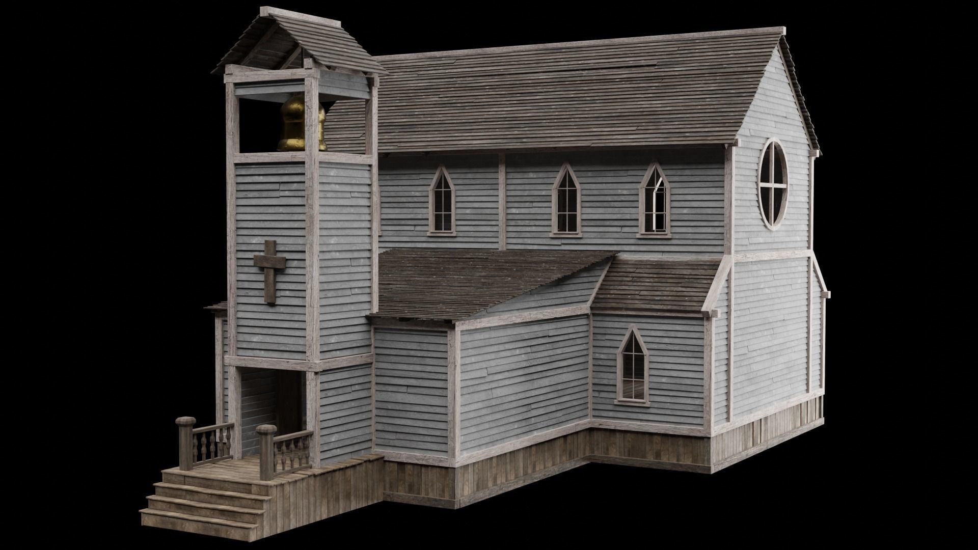 WILD WEST WESTERN CHURCH CHAPEL CATHEDRAL TEMPLE COLLECTION Low-poly 3D model_49