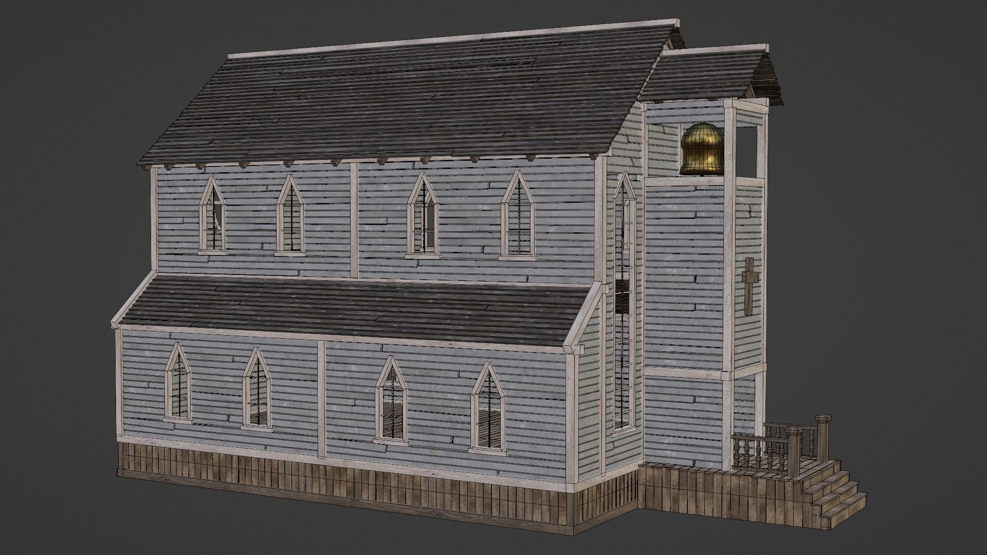 WILD WEST WESTERN CHURCH CHAPEL CATHEDRAL TEMPLE COLLECTION Low-poly 3D model_35