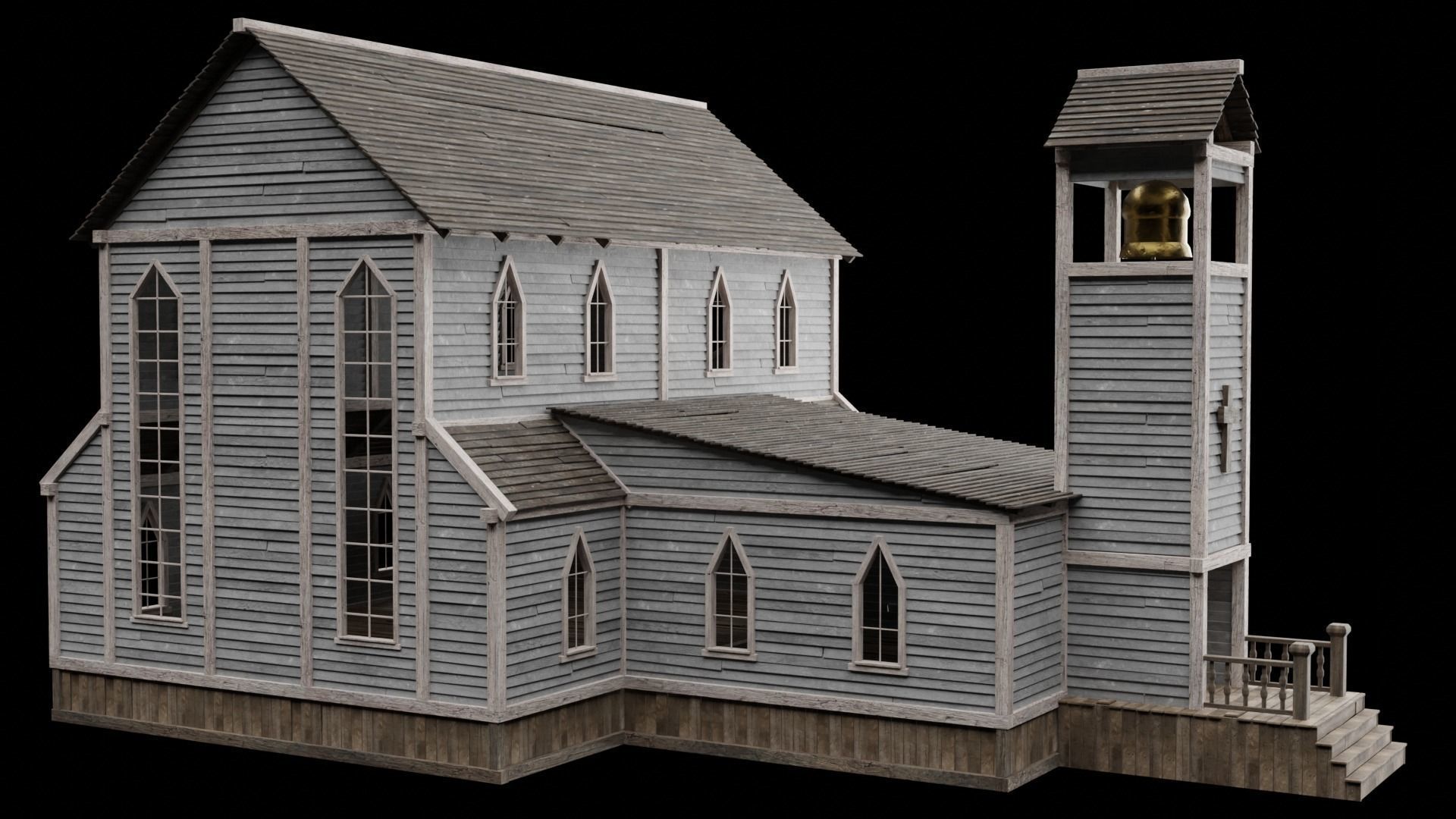 WILD WEST WESTERN CHURCH CHAPEL CATHEDRAL TEMPLE COLLECTION Low-poly 3D model_50