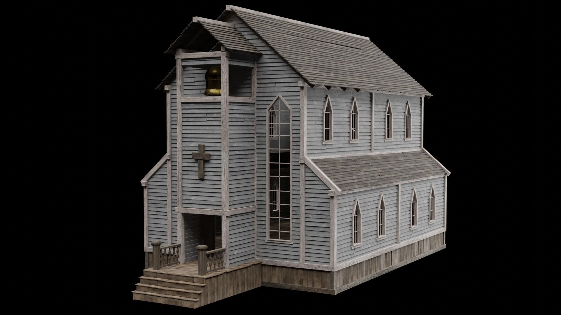 WILD WEST WESTERN CHURCH CHAPEL CATHEDRAL TEMPLE COLLECTION Low-poly 3D model_31