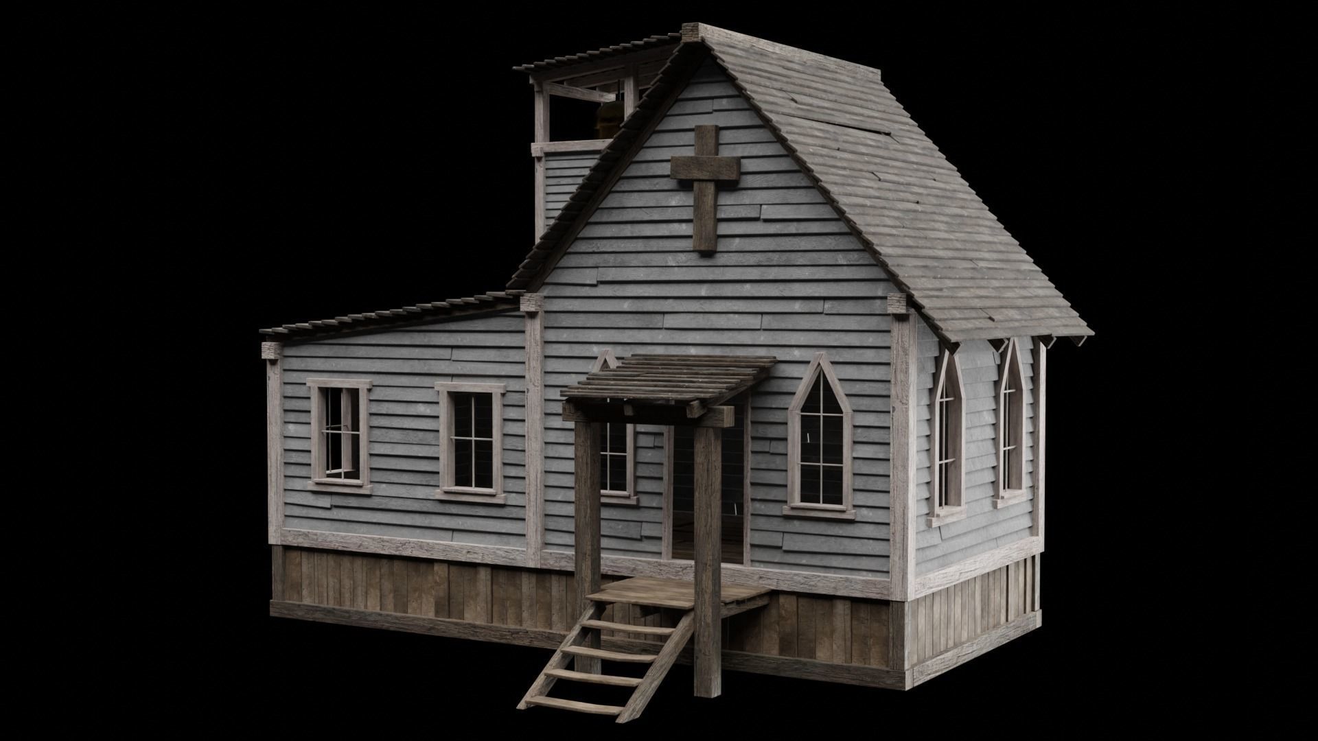 WILD WEST WESTERN CHURCH CHAPEL CATHEDRAL TEMPLE COLLECTION Low-poly 3D model_37