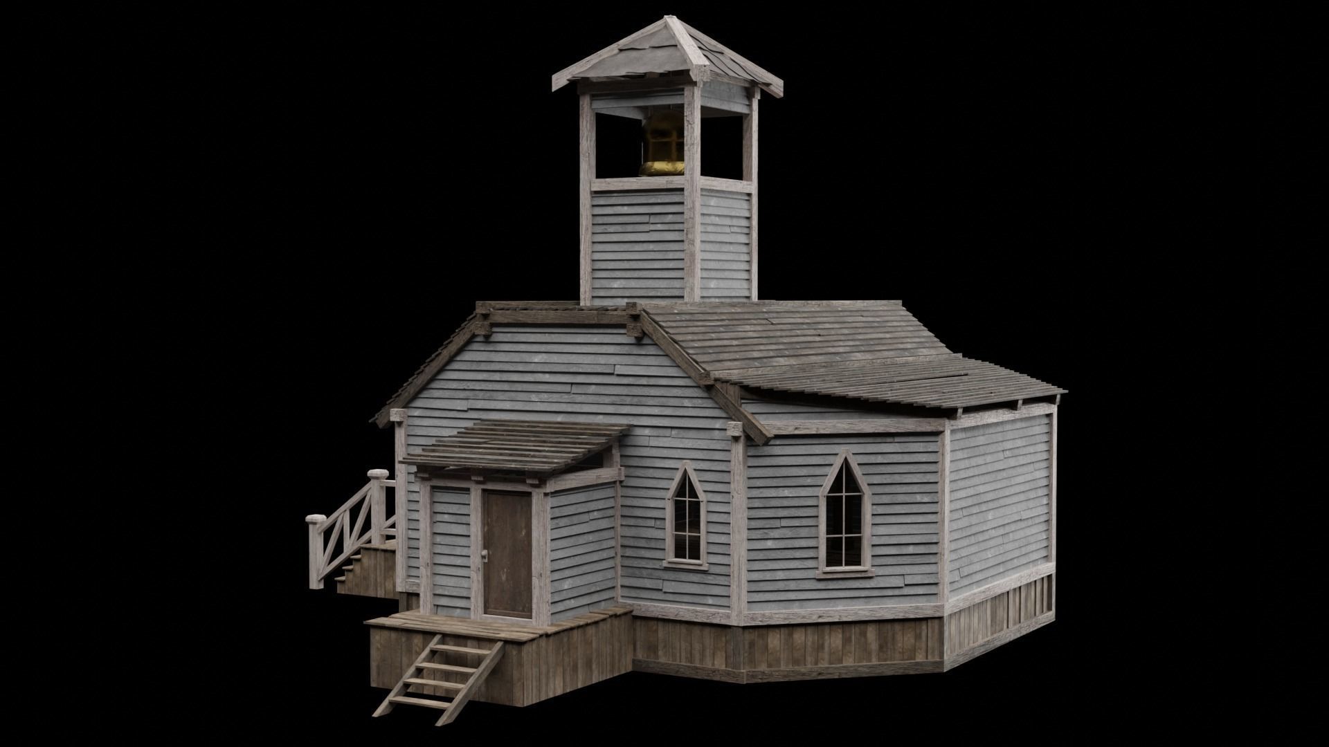 WILD WEST WESTERN CHURCH CHAPEL CATHEDRAL TEMPLE COLLECTION Low-poly 3D model_26