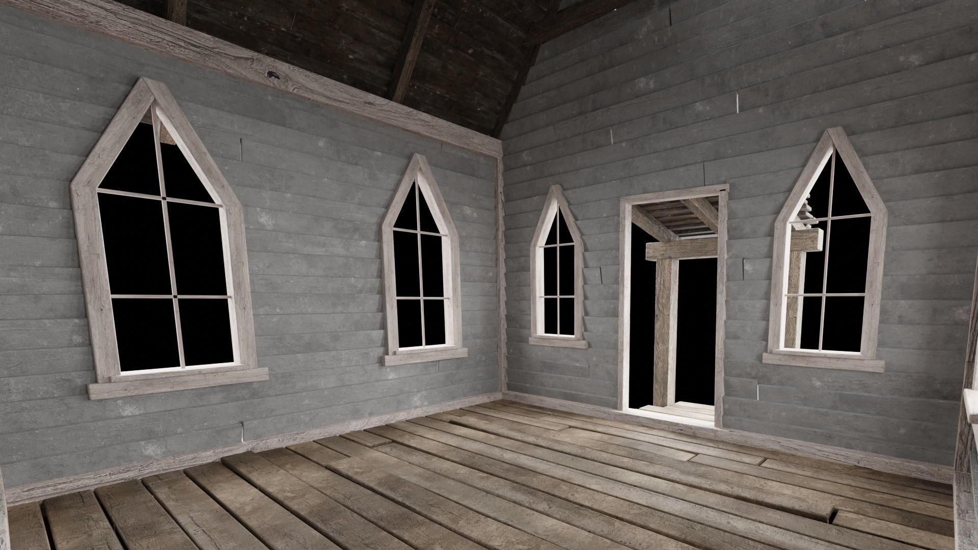 WILD WEST WESTERN CHURCH CHAPEL CATHEDRAL TEMPLE COLLECTION Low-poly 3D model_12