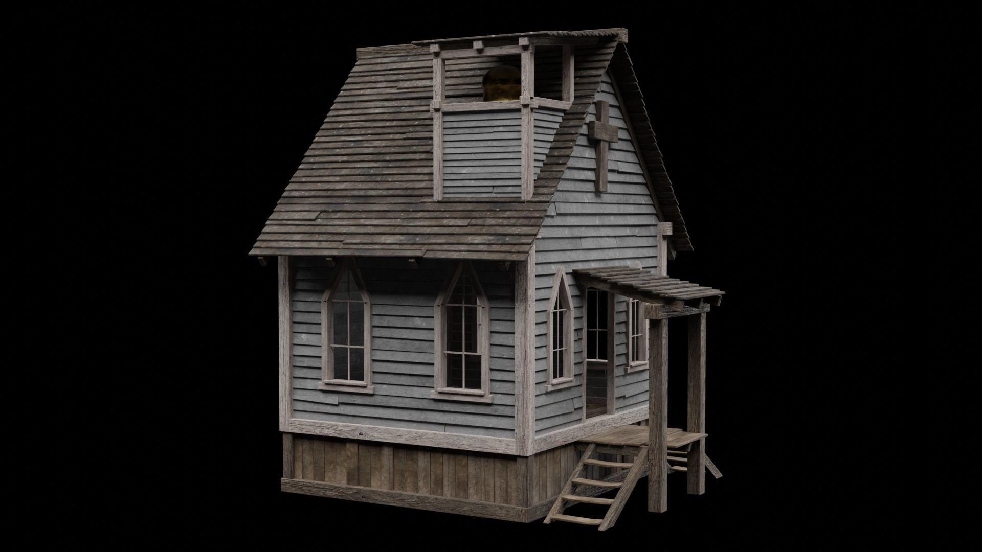 WILD WEST WESTERN CHURCH CHAPEL CATHEDRAL TEMPLE COLLECTION Low-poly 3D model_10