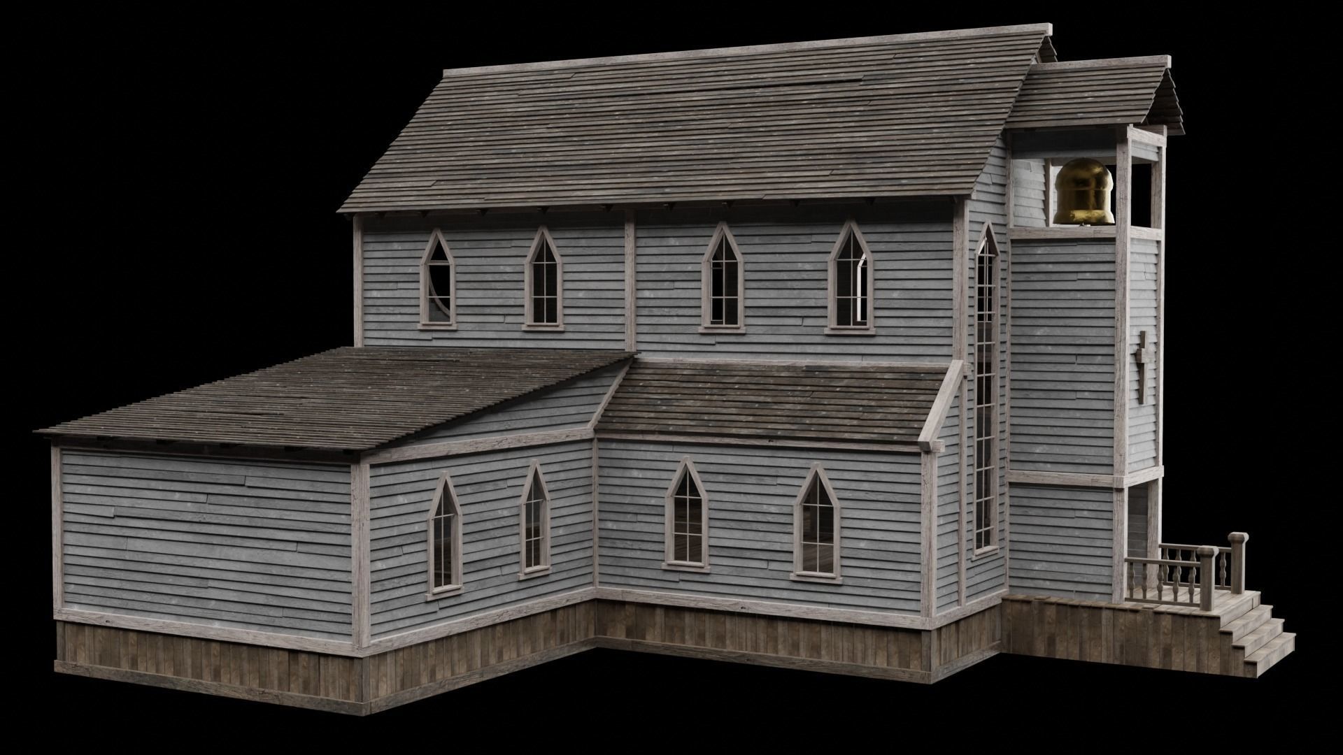 WILD WEST WESTERN CHURCH CHAPEL CATHEDRAL TEMPLE COLLECTION Low-poly 3D model_46