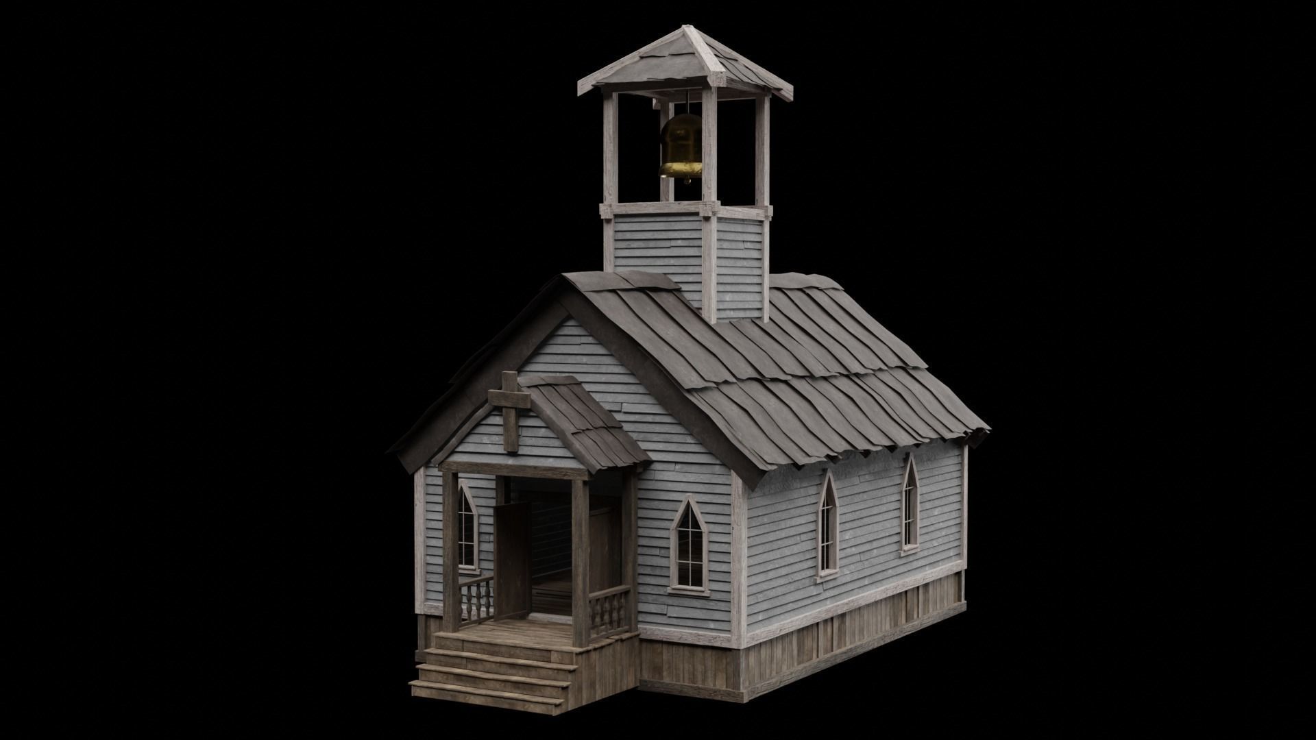 WILD WEST WESTERN CHURCH CHAPEL CATHEDRAL TEMPLE COLLECTION Low-poly 3D model_1
