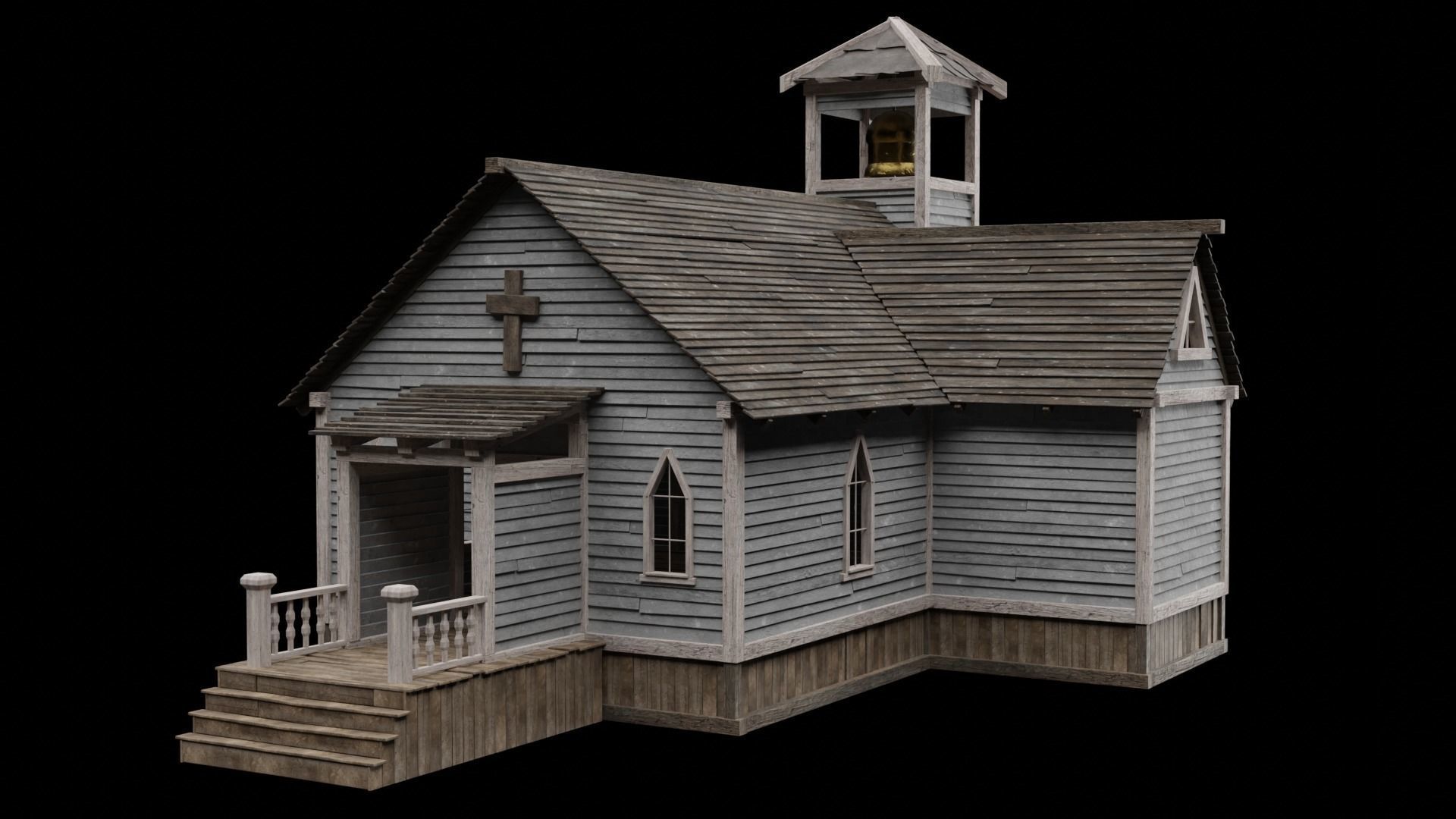 WILD WEST WESTERN CHURCH CHAPEL CATHEDRAL TEMPLE COLLECTION Low-poly 3D model_19