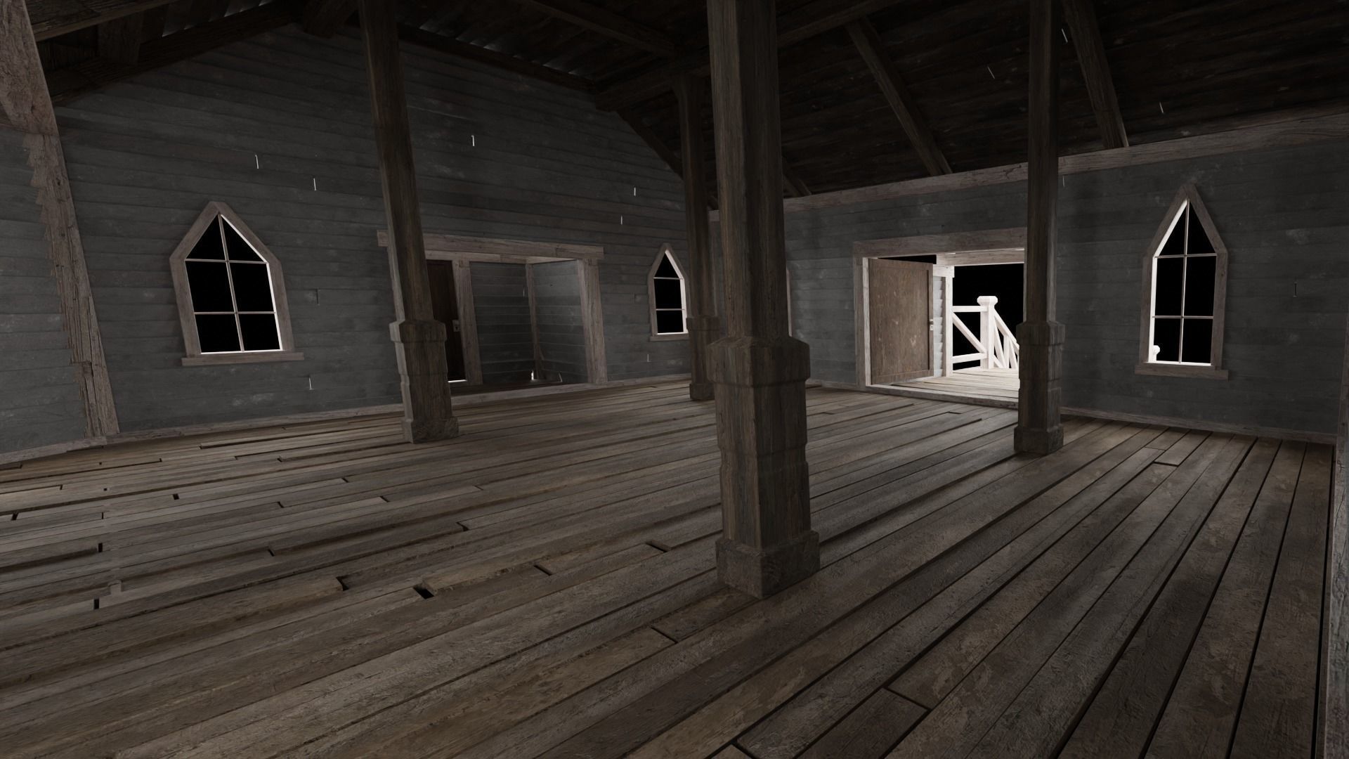 WILD WEST WESTERN CHURCH CHAPEL CATHEDRAL TEMPLE COLLECTION Low-poly 3D model_30