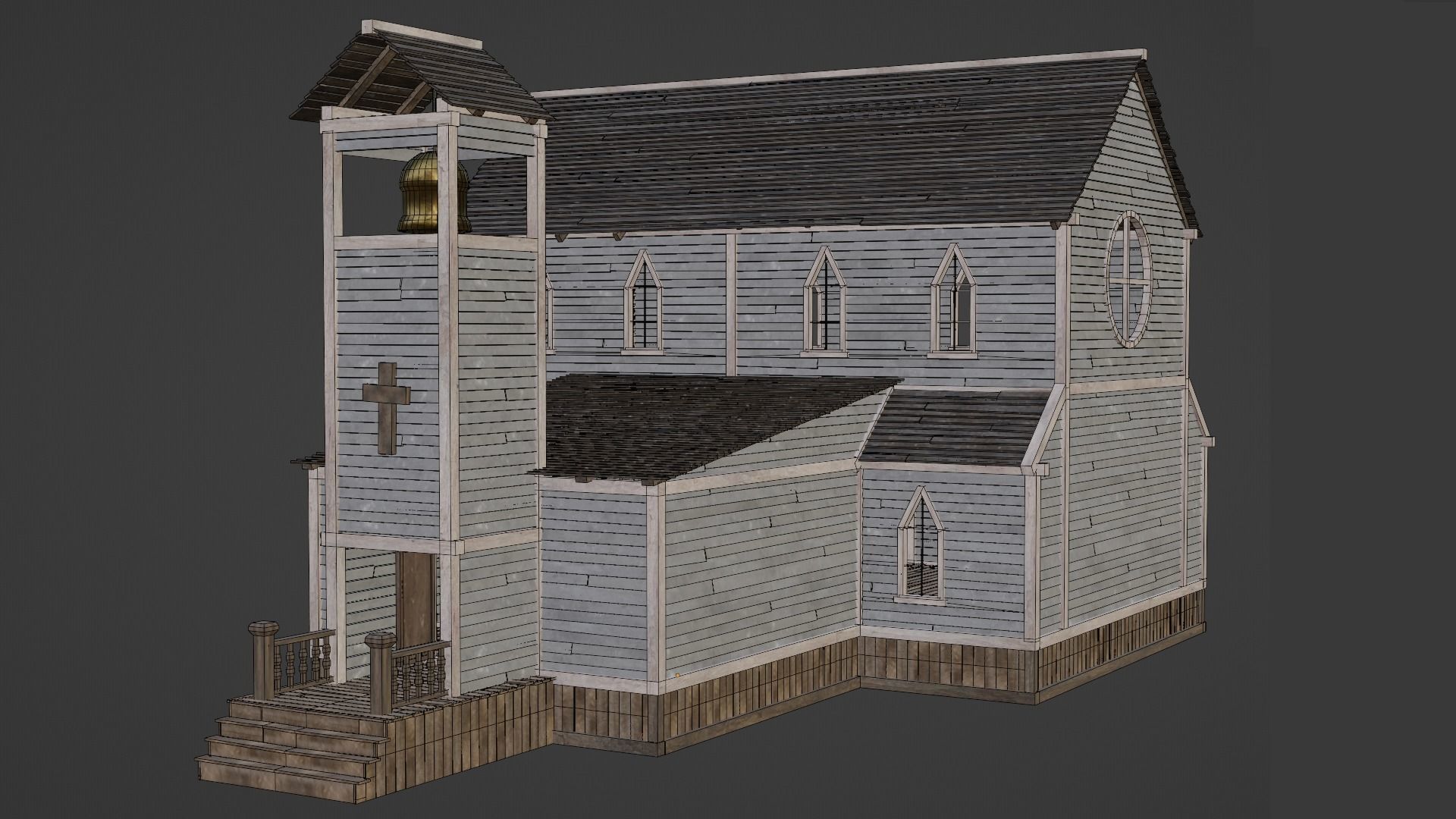 WILD WEST WESTERN CHURCH CHAPEL CATHEDRAL TEMPLE COLLECTION Low-poly 3D model_53