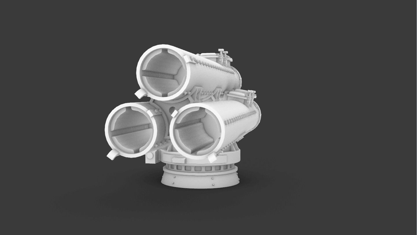 Mark 32 Surface Vessel Torpedo Tubes Low-poly 3D model_4