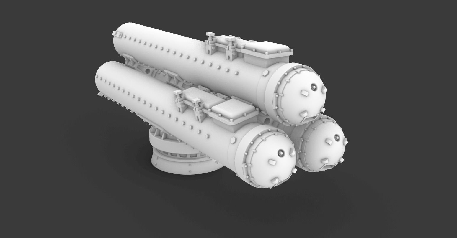 Mark 32 Surface Vessel Torpedo Tubes Low-poly 3D model_7
