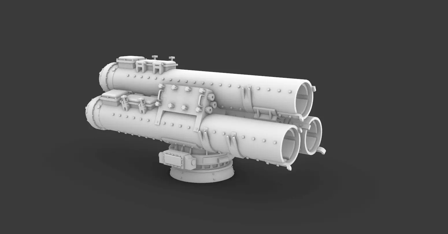 Mark 32 Surface Vessel Torpedo Tubes Low-poly 3D model_0