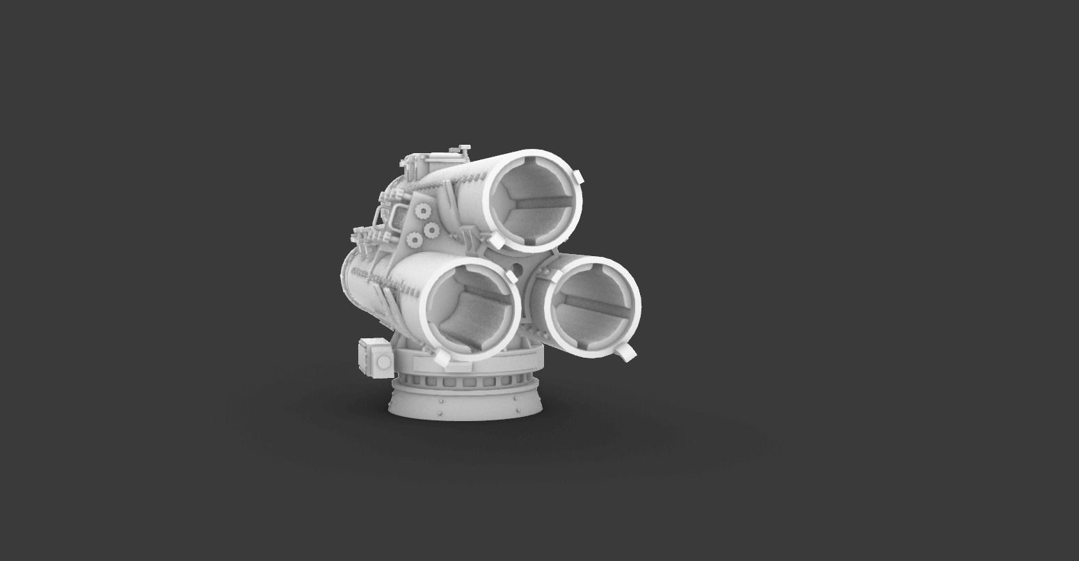 Mark 32 Surface Vessel Torpedo Tubes Low-poly 3D model_3