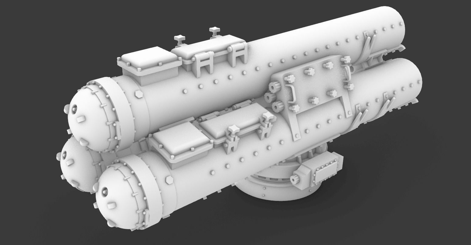 Mark 32 Surface Vessel Torpedo Tubes Low-poly 3D model_9