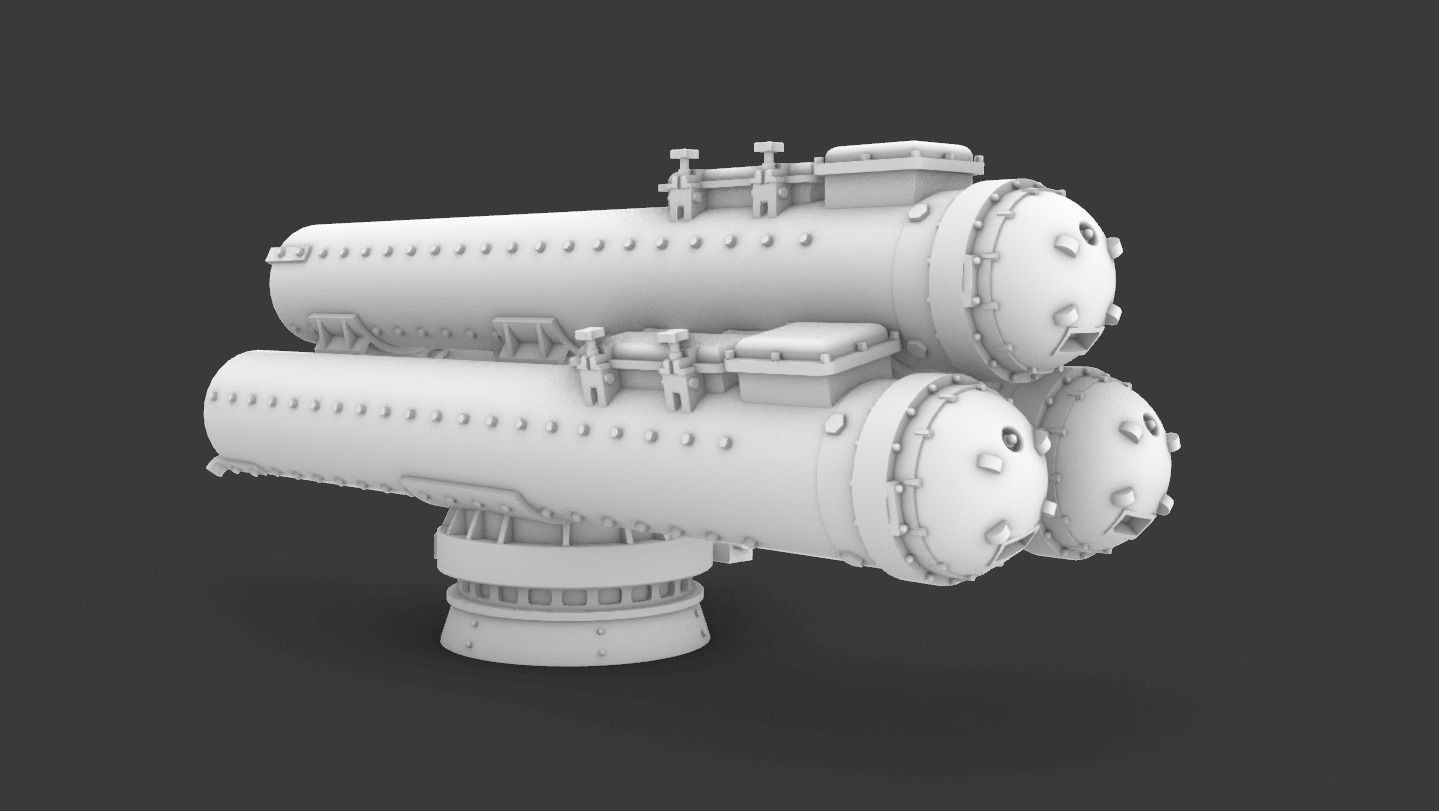 Mark 32 Surface Vessel Torpedo Tubes Low-poly 3D model_6