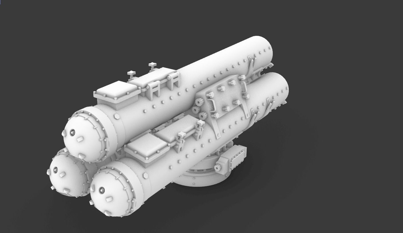 Mark 32 Surface Vessel Torpedo Tubes Low-poly 3D model_12