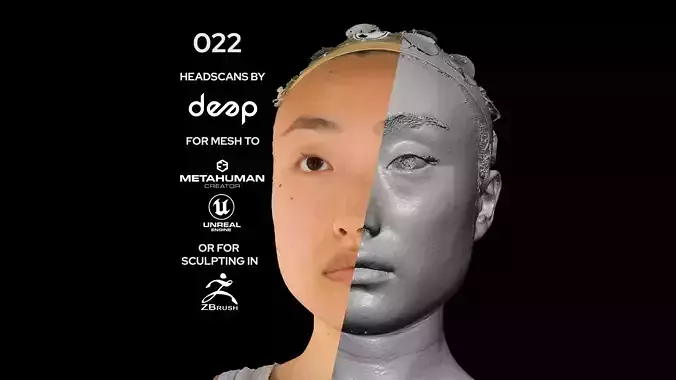 Asian Female 20s head scan 022 3D model