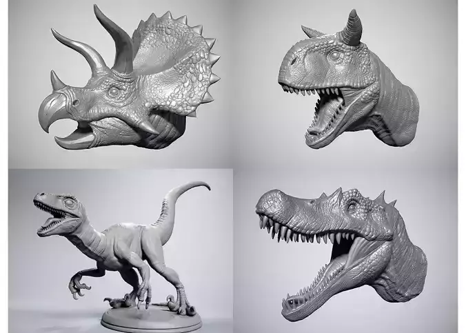 Dinosaur Head 3D Model Collection