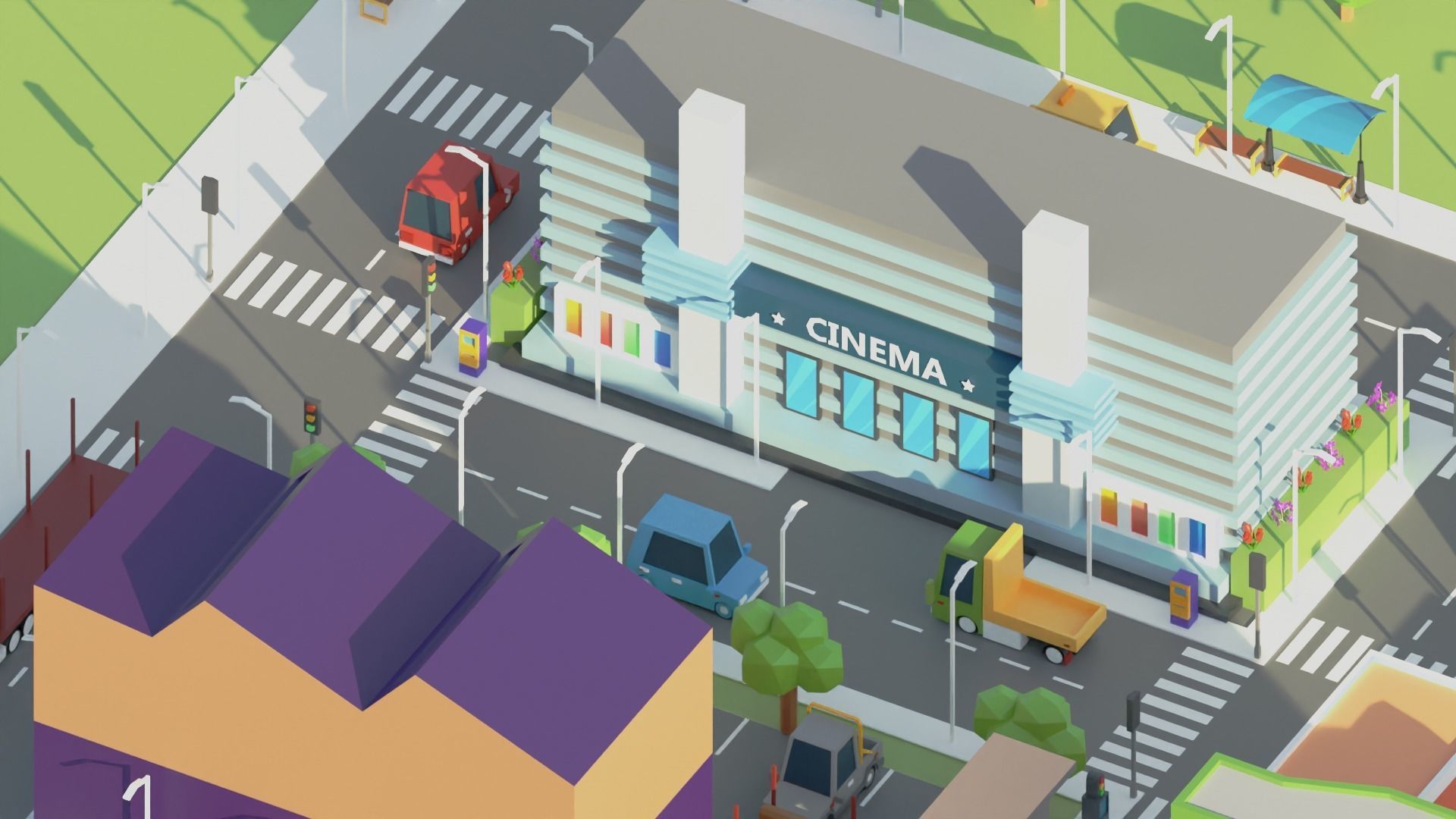 Simple Poly City 2 Low-poly 3D model_15