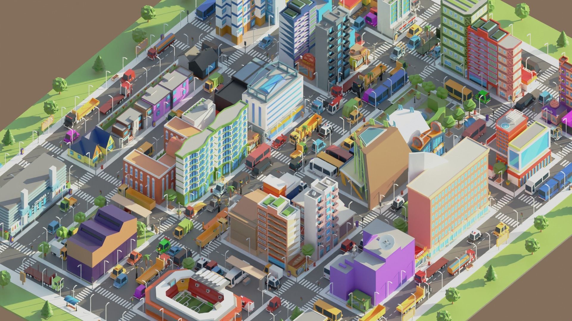 Simple Poly City 2 Low-poly 3D model_18