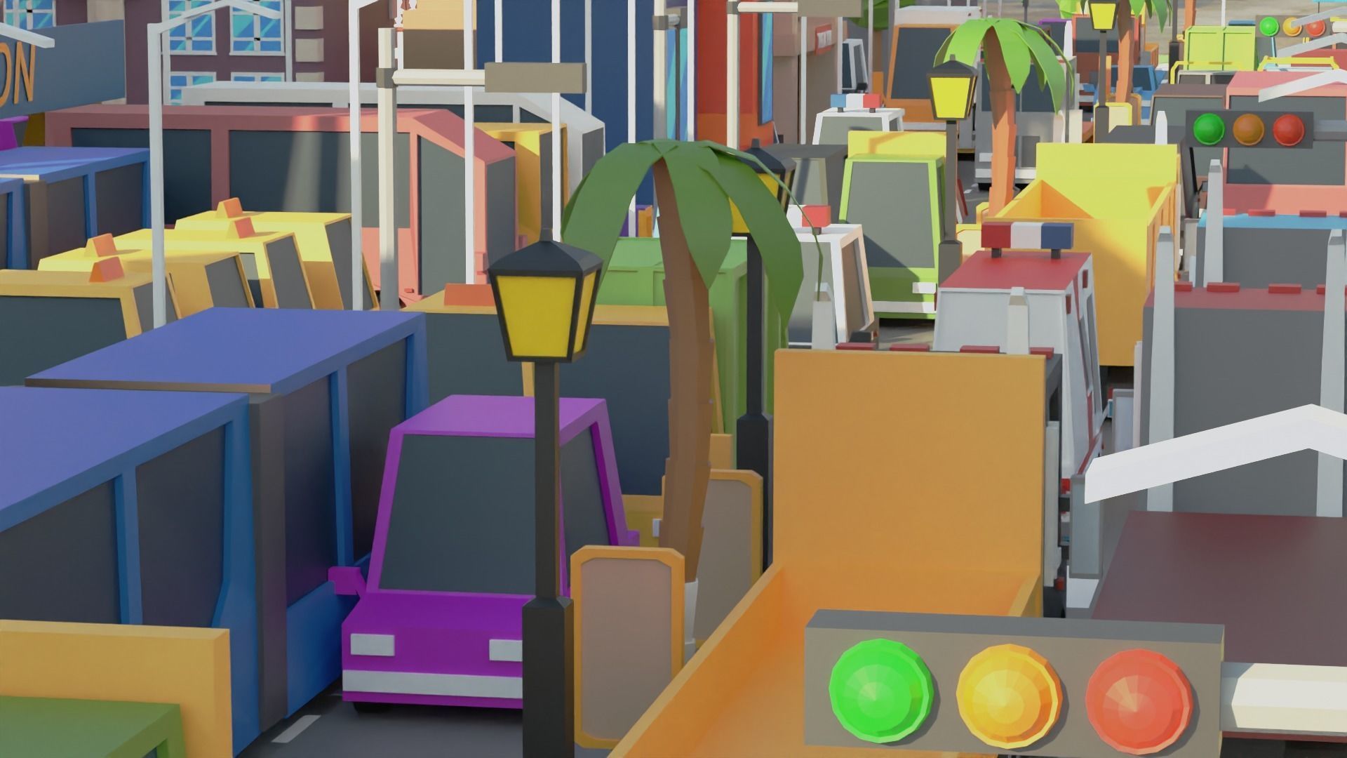 Simple Poly City 2 Low-poly 3D model_13