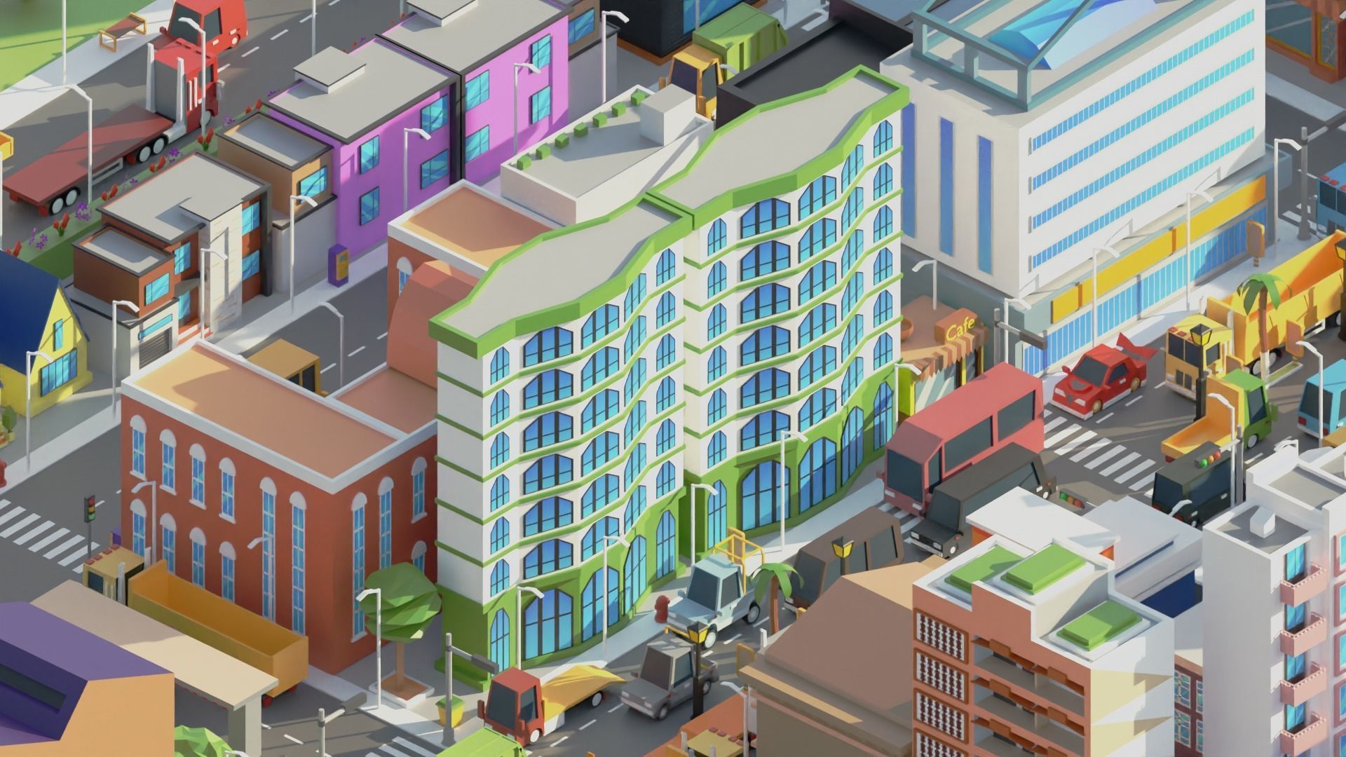 Simple Poly City 2 Low-poly 3D model_8