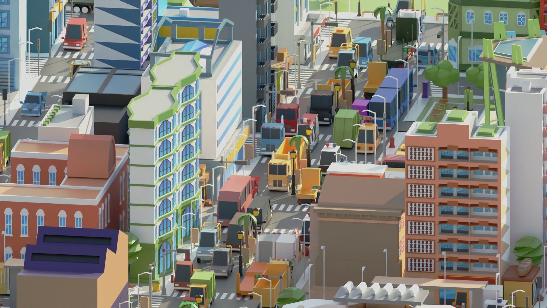 Simple Poly City 2 Low-poly 3D model_7