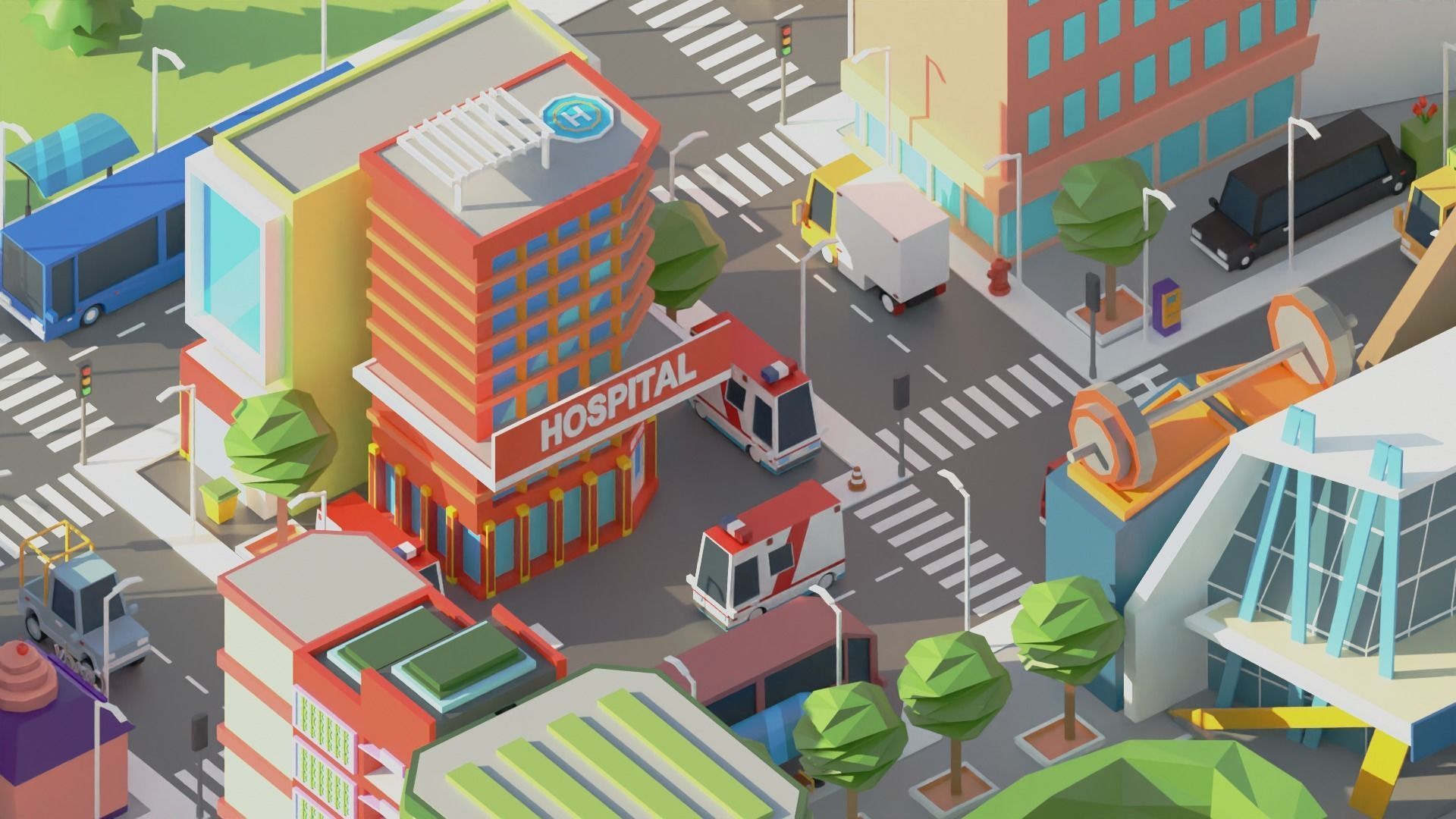 Simple Poly City 2 Low-poly 3D model_25