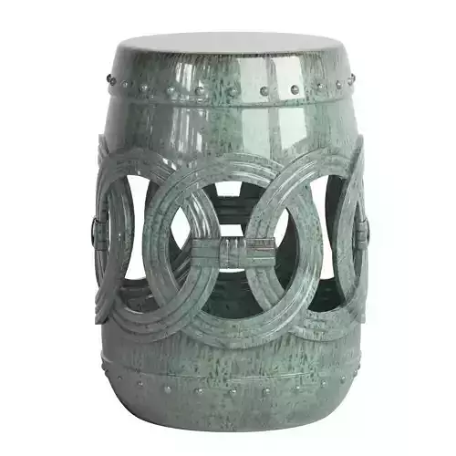 Antique Blue Double Coin Ceramic Garden Stool