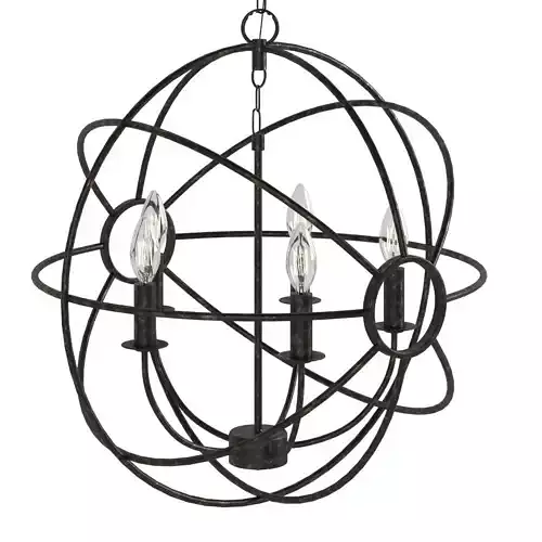 5 Light Orb Chandelier in Rustic Black