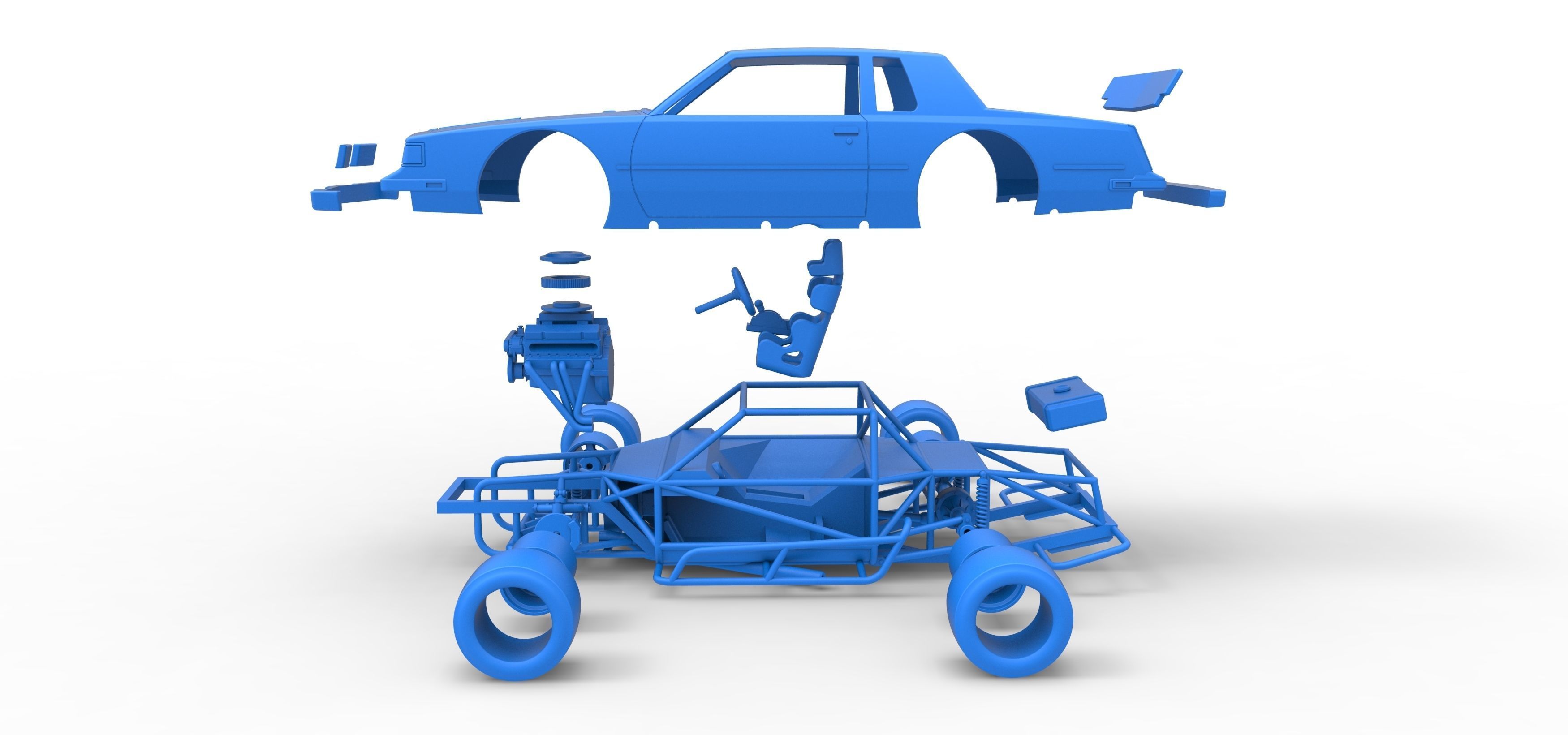 Vintage Asphalt Modified stock car Scale 1 to 25 3D print model_37