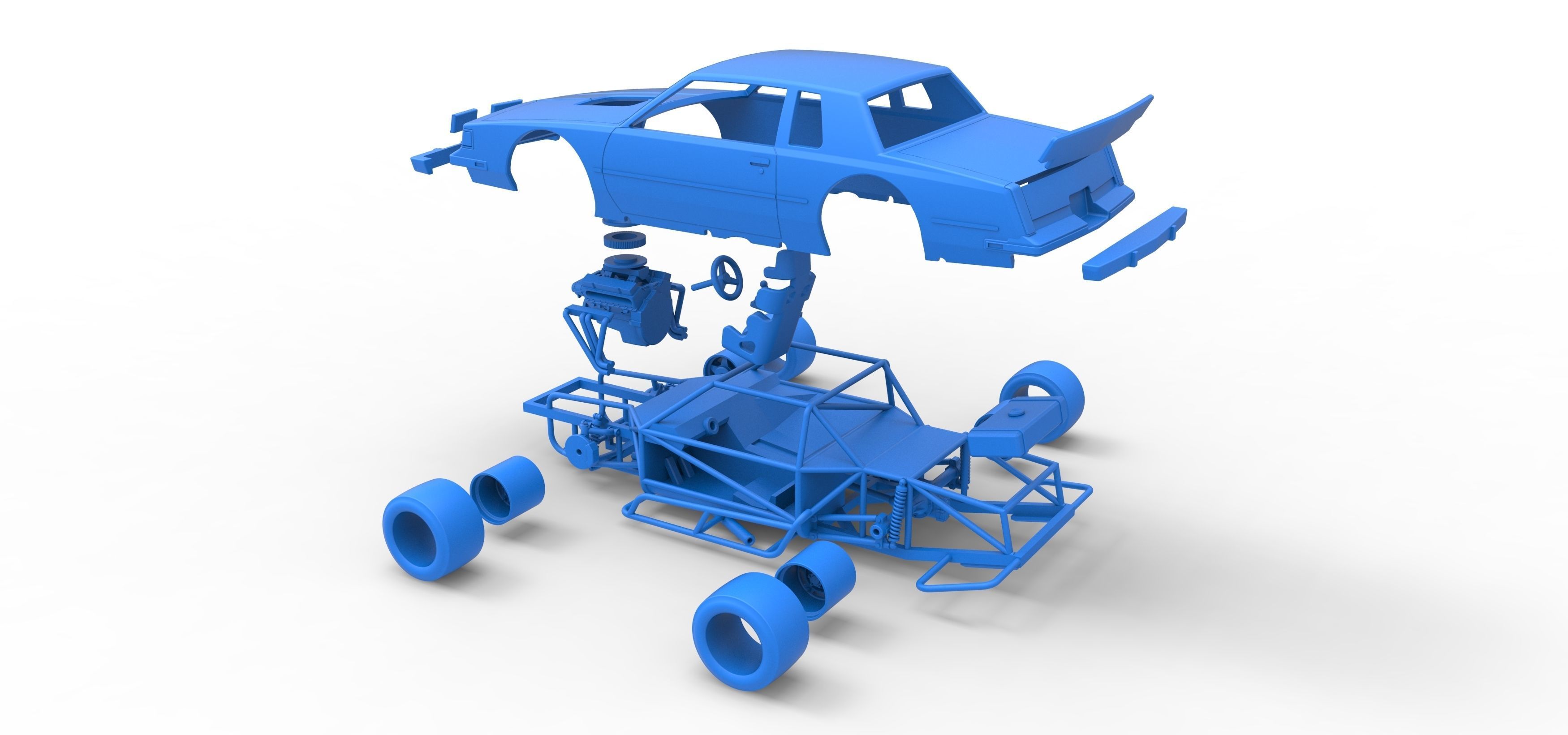 Vintage Asphalt Modified stock car Scale 1 to 25 3D print model_39