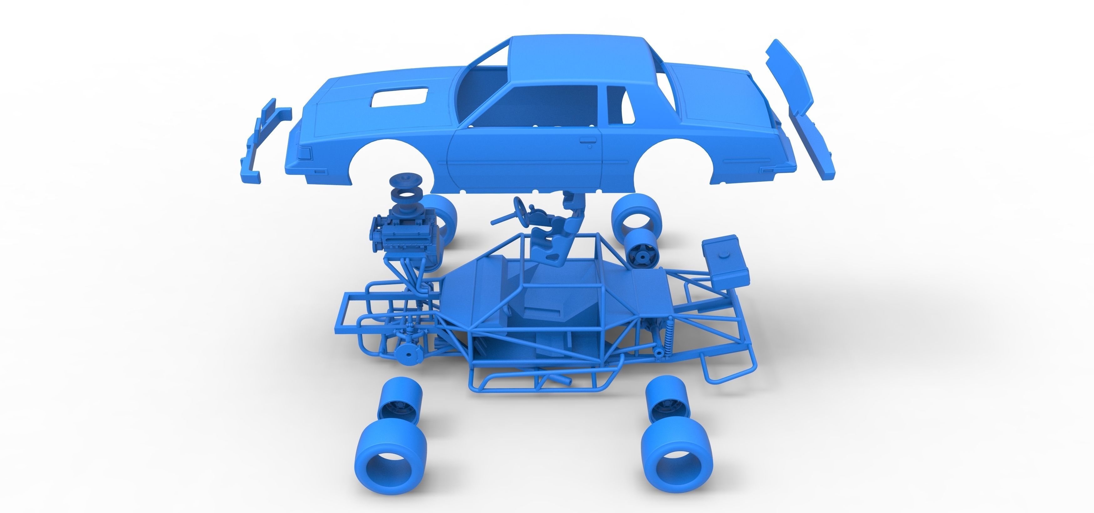 Vintage Asphalt Modified stock car Scale 1 to 25 3D print model_38